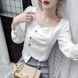 ホワイト | アシンメトリーデザイン シャツ ブラウス | Miniministore
