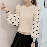 ベージュ | ニットトップス 異素材 レディース 秋冬 | Miniministore