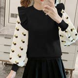 ブラック | ニットトップス 異素材 レディース 秋冬 | Miniministore