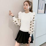 ホワイト | ニットトップス 異素材 レディース 秋冬 | Miniministore
