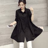 ブラック | ロング丈シャツ シャツブラウス 長袖 | Miniministore