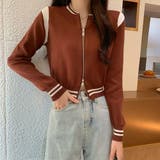 キャメルブラウン | ニットジャケット クロップド丈 セーター | Miniministore