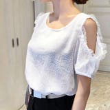 ホワイト | 前後2way シフォン ブラウス 半袖 | ANGELCLOSET