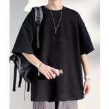 ブラック | ふくれ幾何学 クルーネック半袖 Ｔシャツ | AsaAura