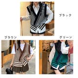 ニットジレ ボーダー柄 配色ベスト 秋冬 | Miniministore | 詳細画像2 