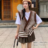 ニットジレ ボーダー柄 配色ベスト 秋冬 | Miniministore | 詳細画像6 