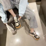 ブラック | 厚底スニーカー 韓国 レディース 配色 | Miniministore