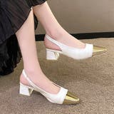 ホワイト | バックストラップ パンプス スクエアトゥ | Miniministore
