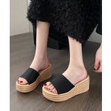 ブラック | 厚底サンダル ウエッジソールサンダル美脚 | Miniministore