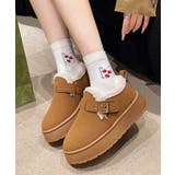 キャメル | 厚底ムートンブーツ 裏起毛ショートブーツ | Miniministore