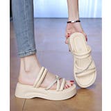 アイボリー | 厚底サンダル クロスストラップ夏靴 軽量 | Miniministore