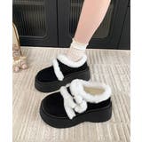 ブラック | もこもこファー厚底ムートンシューズ裏起毛 | SUNSHINE CLOSET