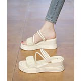 アイボリー | 厚底ストラップサンダル美脚ウェッジソール | Miniministore