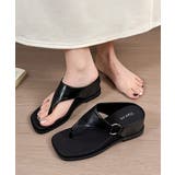 ブラック | 厚底トングサンダルスクエアトゥミュール夏 | Miniministore