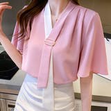 ピンク | ボウタイブラウスフレア袖レディース 無地 | Miniministore