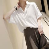 ホワイト | スキッパーシャツ シフォンシャツブラウス | ANGELCLOSET