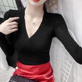 ブラック | Vネック ニット トップス | Miniministore