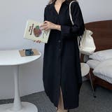 ブラック | シャツワンピース ロングシャツカーデ | Miniministore