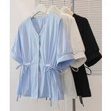 ドロストシャツブラウス パール付夏服半袖 | Miniministore | 詳細画像1