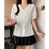 ドロストシャツブラウス パール付夏服半袖 | Miniministore | 詳細画像5