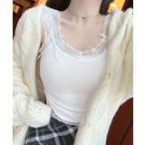 ホワイト | レースタンクトップ リブインナー 薄手 | Miniministore