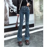 インディゴブルー | セミフレアデニムパンツ 美脚おしゃれ | Miniministore