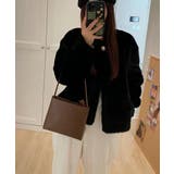 ブラック | ファージャケット ふわふわ パールボタン | Miniministore