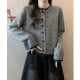 グレー | ハートボタンニットカーディガン長袖韓国風 | Miniministore