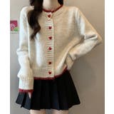 アイボリー | ハートボタンニットカーディガン長袖韓国風 | Miniministore