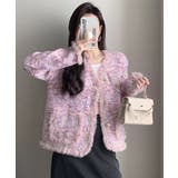 ピンク | ラメツイード風ジャケット韓国風レディース | Miniministore