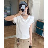 VネックTシャツ春夏 半袖トップス韓国風 | Miniministore | 詳細画像3 