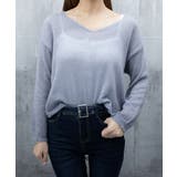 透け感ニットトップス Vネック 長袖春服 | Miniministore | 詳細画像14 
