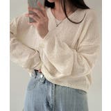 透け感ニットトップス Vネック 長袖春服 | Miniministore | 詳細画像3 