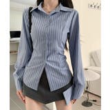 きれいめ襟付き ストライプ柄 長袖シャツ | Miniministore | 詳細画像1 