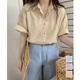 ストライプ柄襟付き半袖シャツ レディース | Miniministore | 詳細画像1 