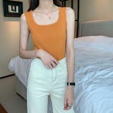 マンダリンオレンジ | ノースリーブ ニットトップス | ANGELCLOSET