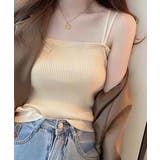 ベージュ | リブニットキャミソール ダブルストラップ | ANGELCLOSET