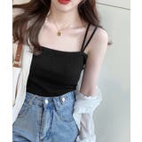 ブラック | リブニットキャミソール ダブルストラップ | ANGELCLOSET
