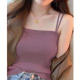 パープル | リブニットキャミソール ダブルストラップ | ANGELCLOSET