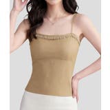 キャメル | 大人可愛いカップ付きインナーレディース きれいめリブキャミ調整可能 おしゃれ重ね… | SUNSHINE CLOSET