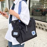 ブラック | トートバッグ 大容量 巾着ナイロンバッグ | ANGELCLOSET