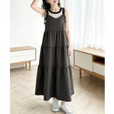 チャコールグレー | Aラインワンピースレディース 体型カバー ショルダーリボンロングワンピ | SUNSHINE CLOSET