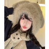 ベージュ | マフラー帽子うさぎ耳 ファー帽子ボア帽子 | Miniministore