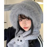 グレー | マフラー帽子うさぎ耳 ファー帽子ボア帽子 | Miniministore
