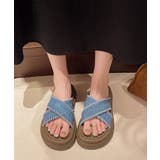 ブルー | 厚底サンダル レディース クロスサンダル | Miniministore