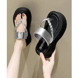 シルバー | ラインストーン トングサンダル厚底美脚靴 | Miniministore