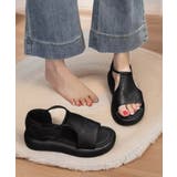 ブラック | アンクルストラップサンダル厚底シューズ夏 | Miniministore
