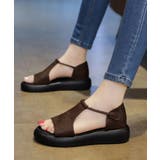 ブラウン | アンクルストラップサンダル厚底シューズ夏 | Miniministore