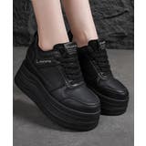 ブラック | 厚底スニーカーボリュームソールレディース | Miniministore