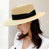 ベージュ*ブラック | カンカン帽子紫外線対策ストローハット大人 | SUNSHINE CLOSET